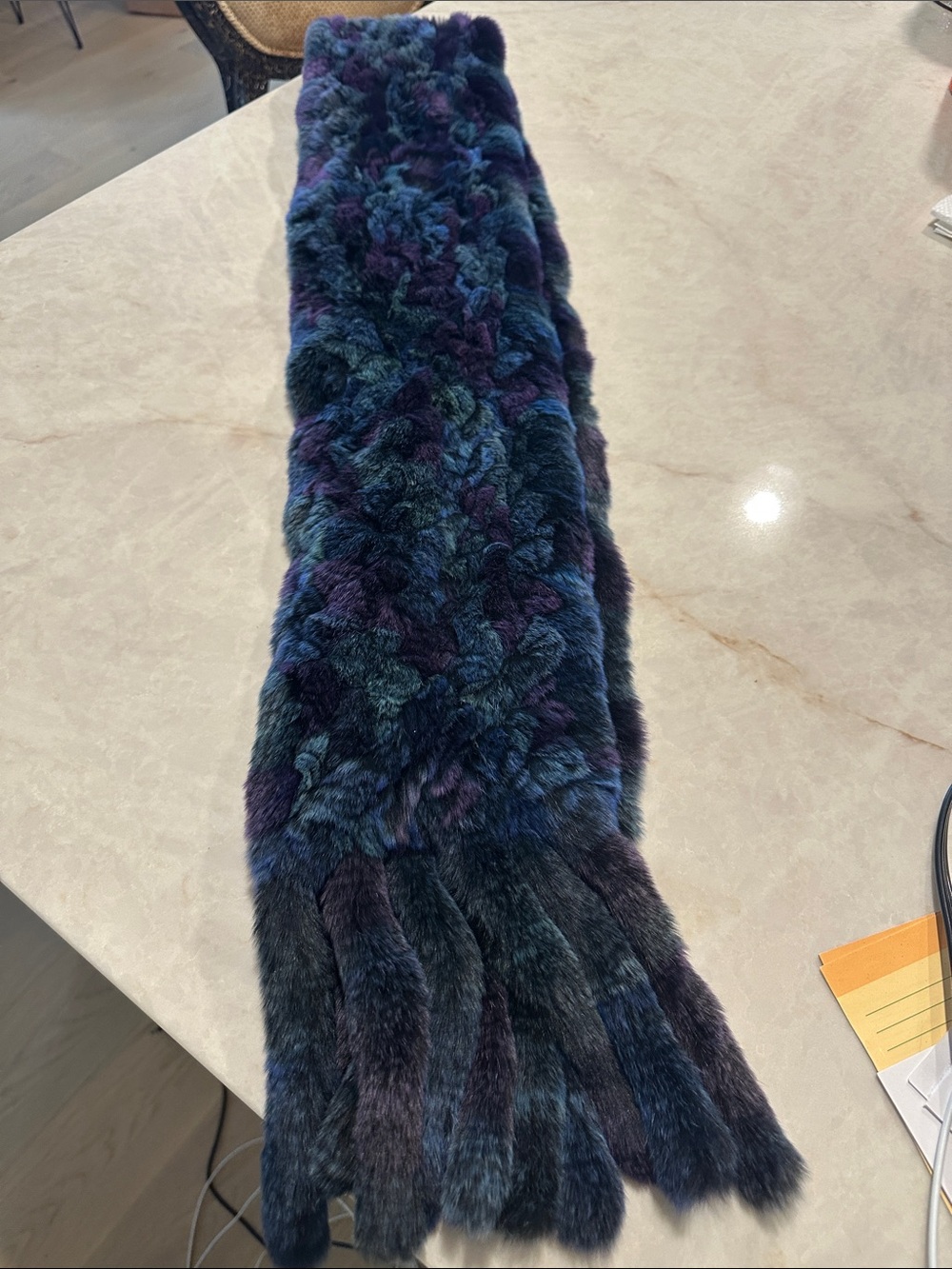 Trilogy Luxurious Blue-Purple Faux Fur Scarf - Elegant Home Accent